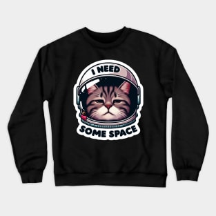 I Need Some Space meme Astronaut Tabby Cat Crewneck Sweatshirt